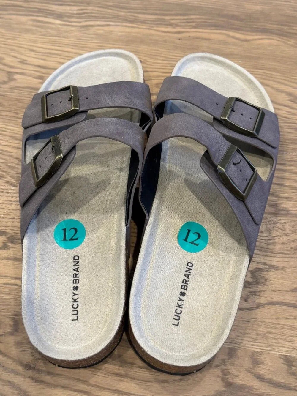 Men's Lucky Brand Birkenstock Style Double Strap Buckle Sandals Size 12